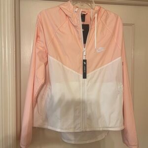 Nike Pink and White Jacket with Chevron Design